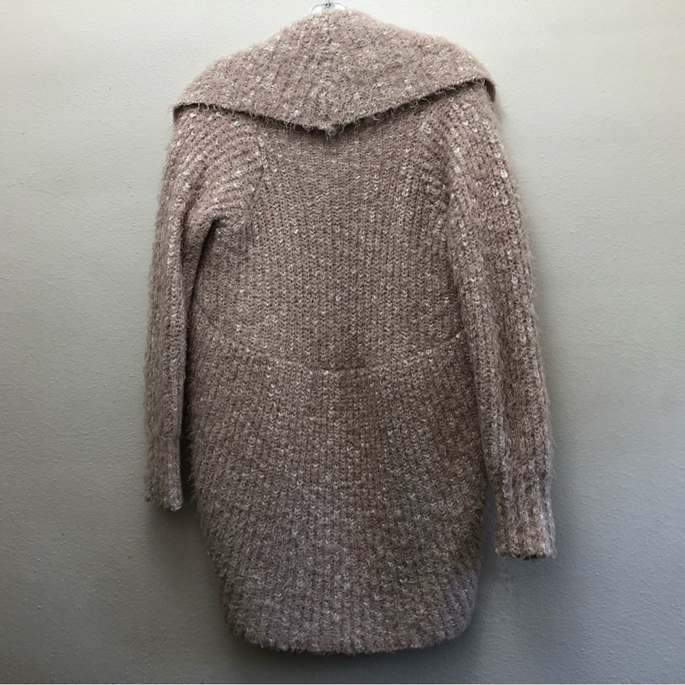 XOXO Shawl-Collar High Low Hem Cardigan Women's Size M Tan - Picture 2 of 11